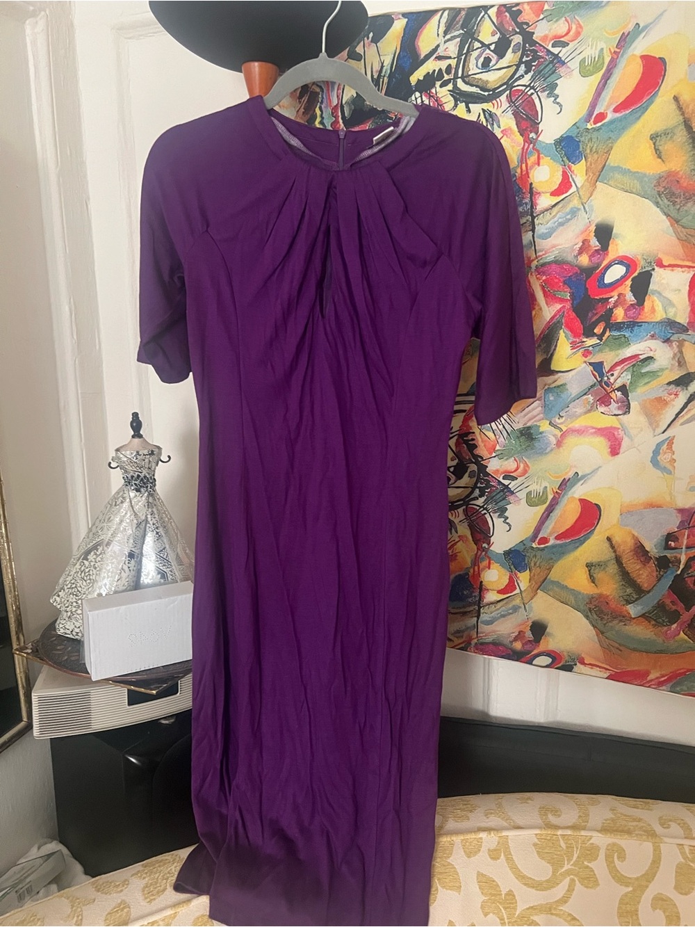 Kenneth Cole Reaction Purple Short-Sleeve Eyelet dress